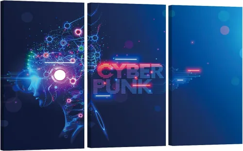 Vista 22 de Lienzo decorativo para pared, diseño de ciudad futurista Cyberpunk para sala de estar, impresión multipanel, obra de arte de cocina, pintura