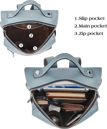 Vista 3 de BOSTANTEN Mochila de cuero genuino para mujer, mochila pequeña de moda, M