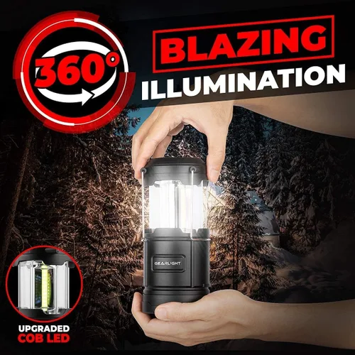 Vista 8 de GearLight Linterna de camping recargable, 2 linternas LED portátiles con base magnética y gancho plegable para uso de emergencia o campamentos, kit