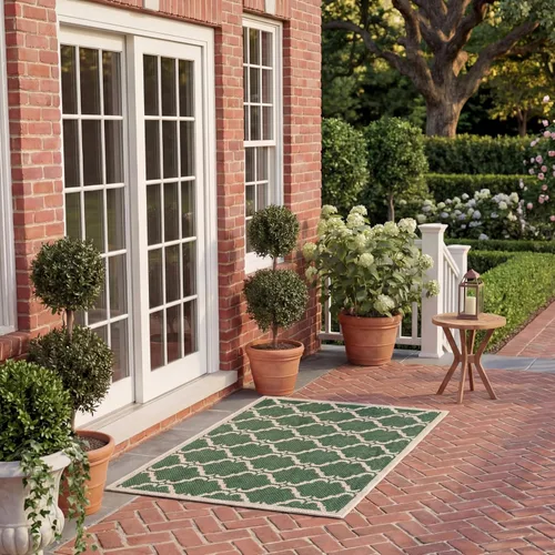 Vista 59 de SAFAVIEH Alfombra lavable al aire libre Courtyard Collection - 9 x 12 pies, beige y terracota, no desprende pelusa y fácil limpieza, ideal