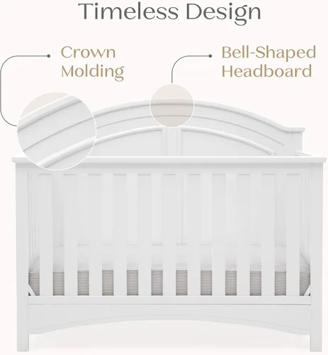 Vista 7 de Delta Children Perry, cuna convertible 6 en 1, con certificado Greenguard Gold, color blanco Bianca