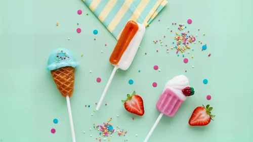 Vista 5 de Paletas de postre de caramelo de 24 unidades, batido, helado y paleta, crema de fresa, crema de naranja y lechones de crema de arándanos