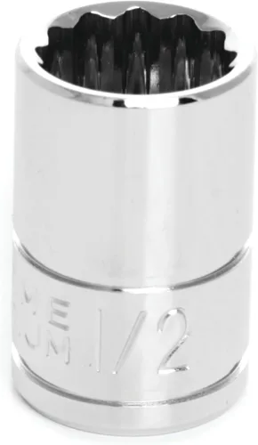 Vista 4 de Performance Tool W38812 Enchufe de 12 puntas, unidad de 3/8 de pulgada, 12 mm Chrome vanadium steel. Polished nickel chrome finish. Designed to