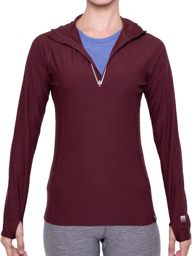 Vista 3 de MERIWOOL Sudadera con capucha para mujer, ligera, de lana merina, manga larga, térmica