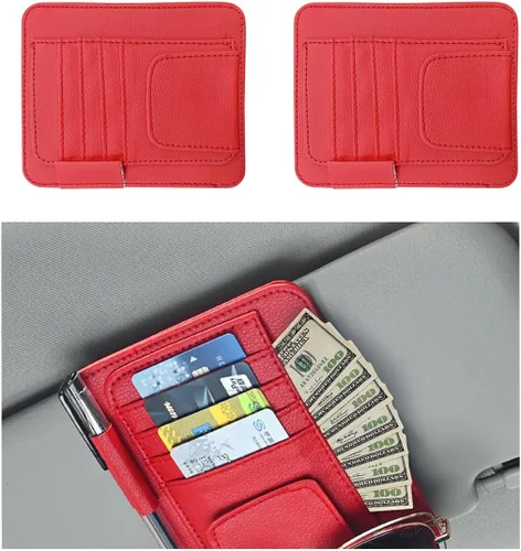 Vista 15 de Augeny Organizador de visera solar para automóvil, pequeño organizador y almacenamiento de visera, soporte para registro y documentos, accesorios