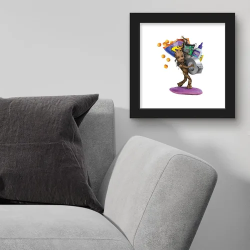 Vista 3 de Trends International Gallery Pops Marvel I Am Groot - Póster de pared de Baby Groot Snacks, 12.00 x 12.00 pulgadas, versión de marco negro
