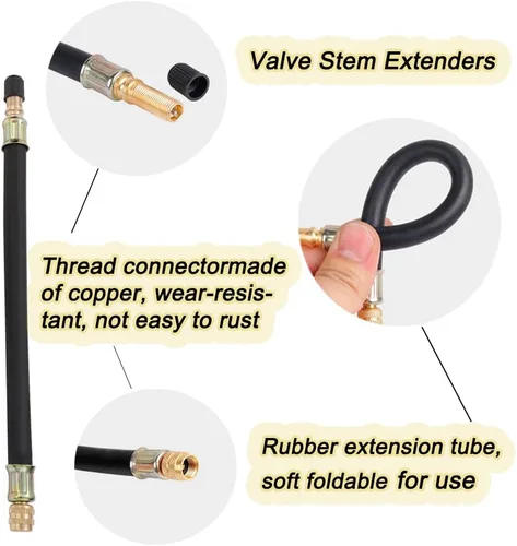 Vista 2 de TINSKY Extensión de vástago de válvula, 4 extensores de vástago de válvula doble de 8.27 pulgadas, 2 herramientas de extracción de núcleo