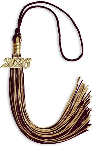 Vista 37 de Endea Graduation - Borla de doble color mixto con fecha dorada (negro/dorado antiguo, 2021)