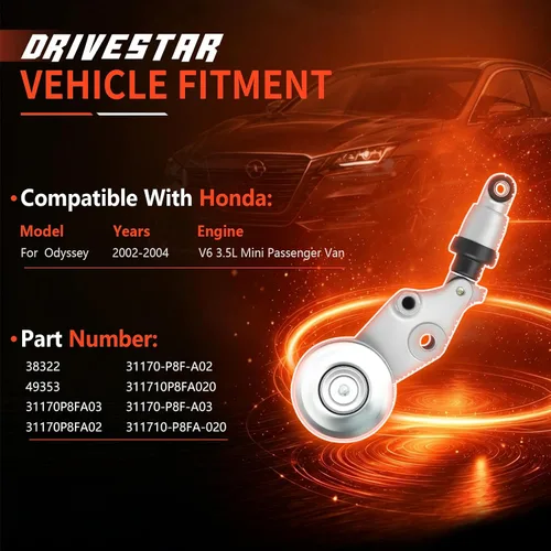 Vista 2 de Conjunto tensor de correa con polea compatible con Honda Odyssey 2002 2003 2004 3.5L reemplaza 31170P8FA020 38322 89328