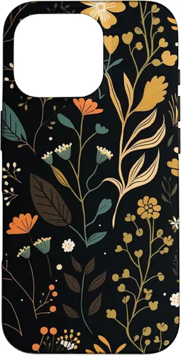 Vista 20 de Floral Aesthetic Simple Boho Modern Botanical Flowers Black Case for iPhone 17