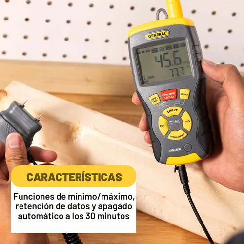 Vista 5 de General Tools Termohigrómetro RHMG650 9 en 1 con medidor de humedad sin