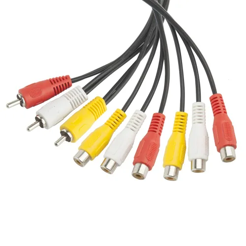 Vista 4 de TENINYU 3 divisor de cable RCA, 3 RCA macho a 6 RCA hembra enchufe AV divisor de audio y video cable adaptador de 12 pulgadas