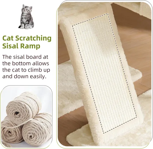 Vista 6 de Gitelsnour Árbol para gatos de interior, torre para gatos con poste rascador para gatos pequeños y gatitos, casa para gatos con plataforma superior
