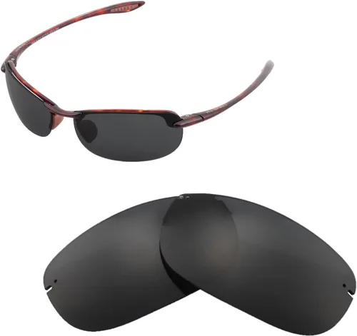 Vista 4 de Walleva Lentes de repuesto polarizadas negras para gafas de sol Oakley Maui Jim Makaha, Negro - Polarizado