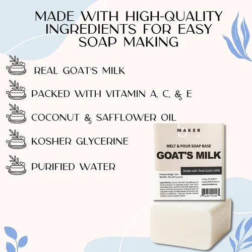 Vista 5 de bMAKER Base de jabón para derretir y verter leche de cabra totalmente natural (bloques de 2 libras), hidratante y nutritiva para la piel