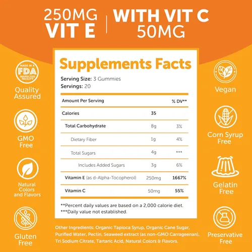 Vista 6 de Lunakai Paquete de gomitas de colágeno y vitamina E, suplementos antienvejecimiento sin OMG para hombres y mujeres, gomitas naturales con vitamina C