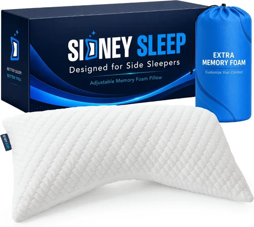 Vista 24 de Sidney Sleep Almohadas curvas ajustables para soporte de cuello y hombros con relleno extra triturado, almohada de contorno cervical para personas