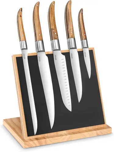 Vista 4 de TB Groupe Laguiole Expression - Juego de cuchillos de cocina de 6 piezas, cuchillos de acero inoxidable, cuchillas de espiga completa, asas