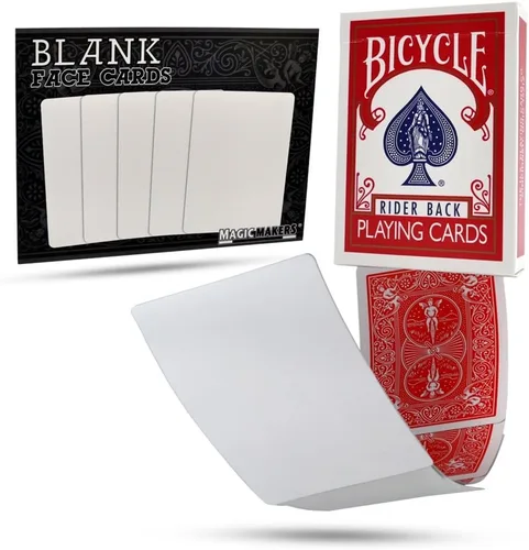 Vista 4 de Magic Makers Baraja de bicicleta en blanco con respaldo rojo (paquete de 2)