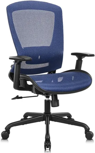 Vista 20 de ELABEST Silla de oficina de malla, silla de escritorio ergonómica para computadora, silla de tarea resistente - Soporte lumbar y reposabrazos
