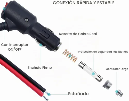 Vista 5 de SPARKING - Enchufe macho de repuesto para encendedor de cigarrillos de 12 V con interruptor de encendido y apagado - 1 pie, enchufe macho de 12 V