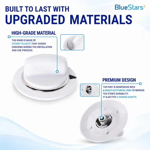 Vista 4 de BlueStars WE1M654 - Pomo temporizador para secadora con anillo de metal reforzado, compatible con secadores GE y Hotpoint, reemplaza a AP3995098