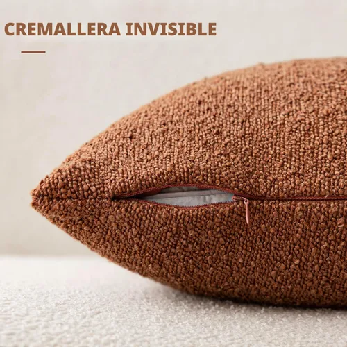 Vista 3 de Foindtower - Juego de 2 fundas decorativas de textura de bucle, fundas de almohada acentuadas, fundas de cojín sólidas, neutrales, para sofá, silla