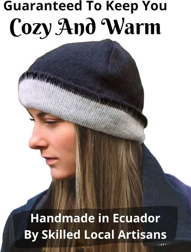 Vista 7 de DAVLINA, Reversible 2 in 1 Alpaca Wool Brushed Beanie. Soft and Warm and Unique