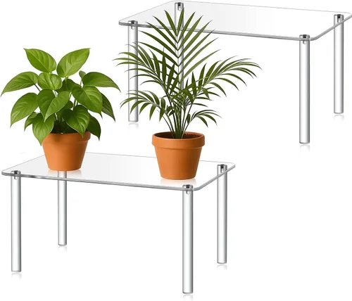 Vista 16 de RattanView 1 soporte de exhibición de acrílico rectangular de 12 pulgadas, soporte para plantas de acrílico de 4 patas, 0.236 in de grosor