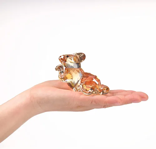 Vista 4 de DOJOZ Crystal Mouse - Lindo animal para decoración del hogar, encantadoras figuritas coleccionables de cumpleaños (azul)