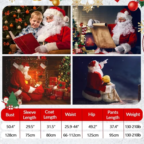 Vista 3 de ZAKUN Christmas Men's Santa Suit Set10pcs, Adult Santa Claus Costume for Men Women