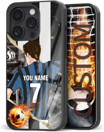 Vista 33 de Fundas personalizadas con nombre y número de fútbol para iPhone 11, 12, 13, 14, 15, 16, 17, 16 Pro Max Plus Mini, Samsung Galaxy Note10 Note20 S8 9