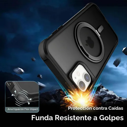 Vista 4 de Funda para iPhone 11 con soporte giratorio de 360°, color negro