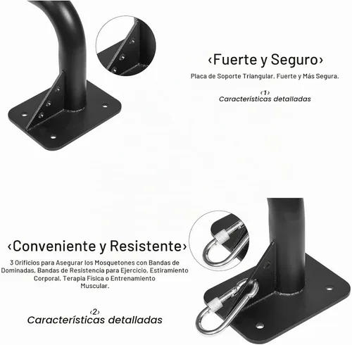 Vista 3 de Wall Mounted Doorway Pull Up Bar, Heavy Duty Strength Training Pull-Up Bars for Doorframe, Support Beam or Joist Mount Thick Metal Sturdy Negro