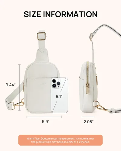 Vista 55 de Telena Riñonera pequeña para mujer, de cuero, cangureras, bolsa de pecho para mujer