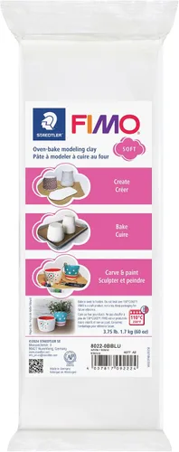 Vista 10 de STAEDTLER FIMO Arcilla de polímero suave, bloque blanco de 1 libra: arcilla para modelar al horno para hacer joyas, esculpir, manualidades