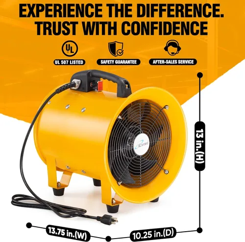 Vista 6 de iLiving Soplador de alta velocidad, extractor de humos, extractor portátil y ventilador (utilidad de 10 pulgadas)