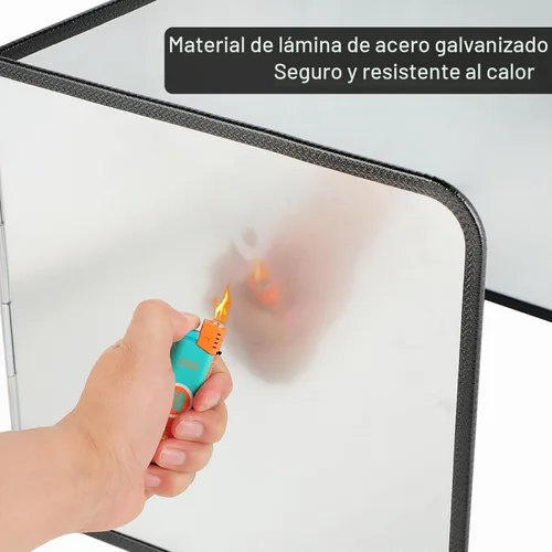 Vista 5 de Protector de salpicaduras plegable de 3 caras, pantalla de salpicaduras de grasa de acero inoxidable, protector contra salpicaduras de aceite