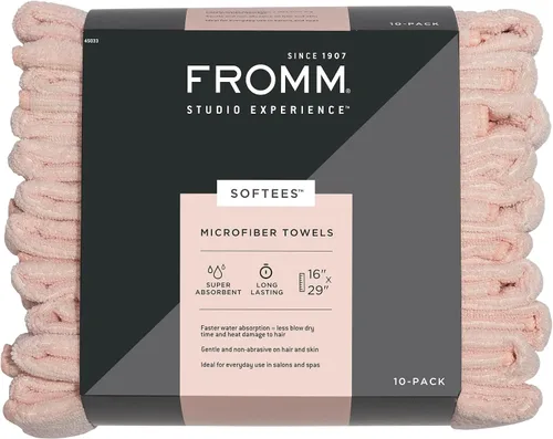 Vista 14 de Toallas de microfibra Fromm Softees para peluqueros, barberos, spa, gimnasio en Aqua, 16" por 29", 10 unidades. Toalla perfecta para el cuidado