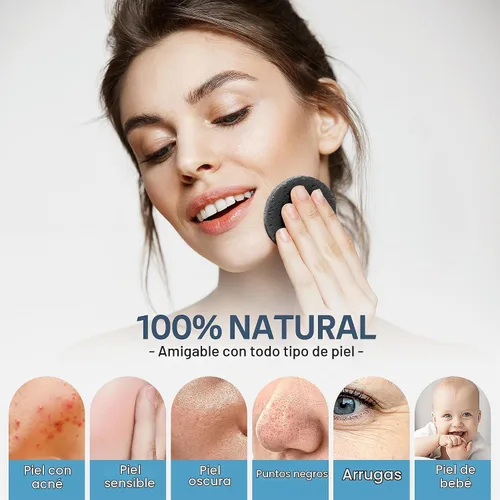 Vista 5 de GAINWELL 50 esponjas faciales comprimidas negras para limpieza facial diaria y exfoliación, esponjas 100% naturales para cosmética y spa para Negro
