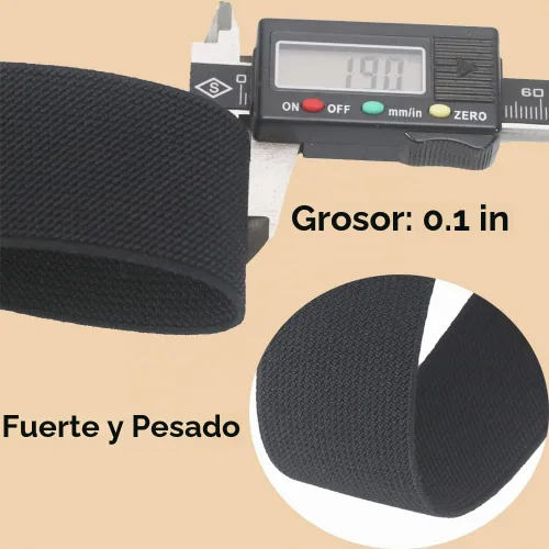 Vista 4 de Banda elástica de punto negro de 1-1/2 pulgadas, 10 yardas, 1.496 in, tejido de sarga de doble cara, correas elásticas pesadas, banda elástica