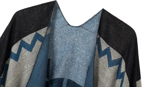 Vista 37 de Chales cálidos para mujer, cárdigan con frente abierto, estilo vintage, poncho