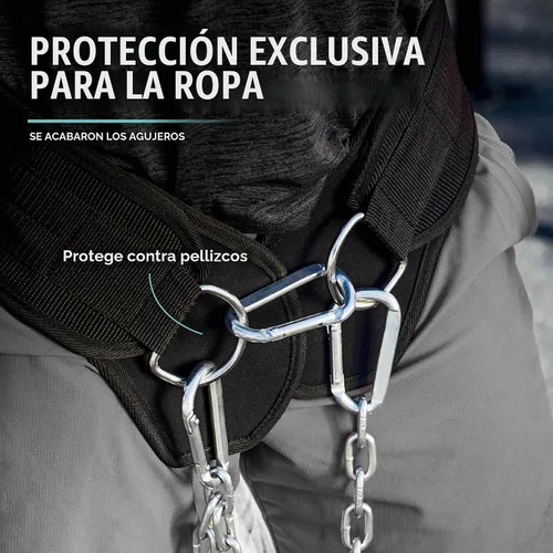Vista 6 de PULLUP & DIP Cinturón de levantamiento de pesas para fortaleza adicional y construcción muscular, cinturón de peso con cadena de acero y 3