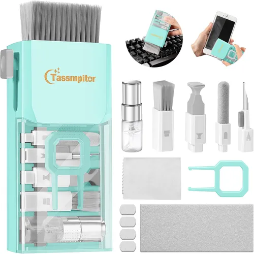 Vista 10 de Limpiador de Teclado Kit de Limpieza para Laptop, Kit de Limpieza de Teclado Compacto para Computadora MacBook iPhone AirPods Pro, Kit de Limpieza