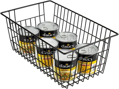 Vista 5 de SANNO Organizador de cesta para congelador, divisor de almacenamiento de alambre de metal para refrigerador, contenedores domésticos con asas