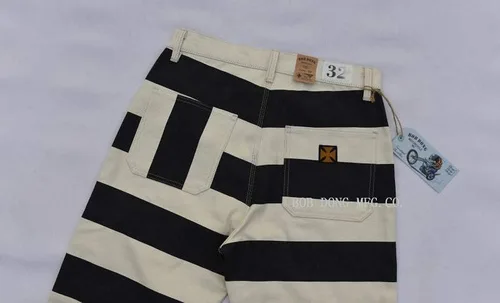 Vista 4 de Pantalones de moto a rayas prisionero de 16oz
