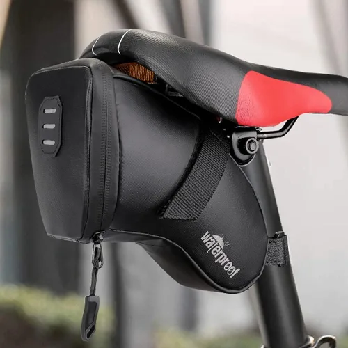 Vista 7 de WOTOW Kits de reparación de neumáticos de bicicleta, bolsa impermeable para sillín de bicicleta y mini bomba de 120 psi, palanca multifuncional