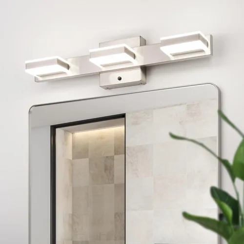 Vista 2 de Mirrea 20" 3 luces LED 3CCT níquel cepillado tocador tocador luminaria