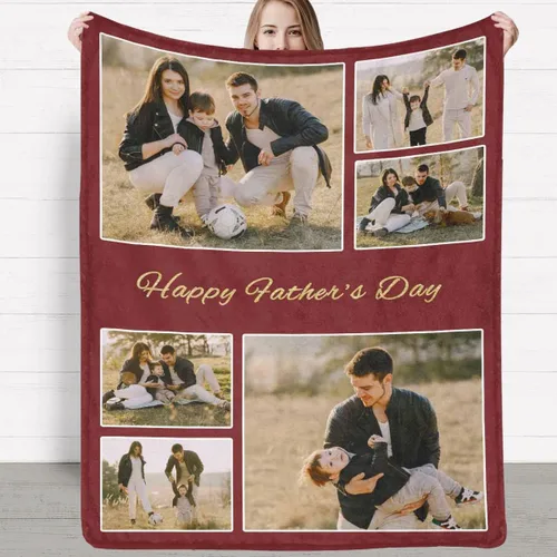 Vista 14 de Manta personalizada, manta personalizada con fotos: fabricada en Estados Unidos, regalos de cumpleaños para papá, mamá de hija o hijo, mantas
