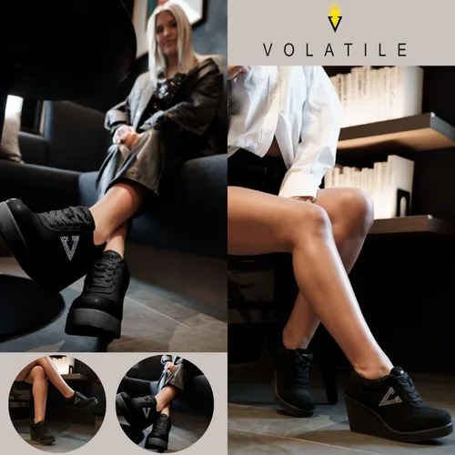 Vista 4 de VOLATILE Cash Fashion - Zapatos deportivos de cuña con plataforma para mujer